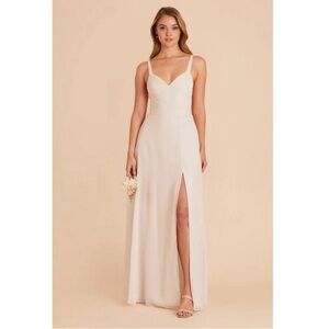 Birdy Grey Deborah V-Neck Pleated Chiffon A-Line Slit Maxi Dress Bridesmaid XL